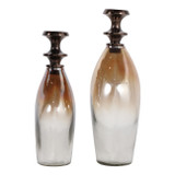 EV23568-02#S/2 11"/13" Wellston Glass Bottles W/metal Stopper