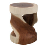 EV23628#Hilsan Carved Wood Stool Accent Table