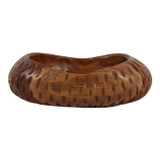 EV23633#Yalan Oval Carved Wood Bowl