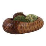 EV23633#Yalan Oval Carved Wood Bowl