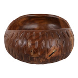 EV23633#Yalan Oval Carved Wood Bowl