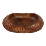 EV23633#Yalan Oval Carved Wood Bowl