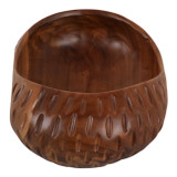 EV23633#Yalan Oval Carved Wood Bowl