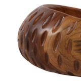 EV23633#Yalan Oval Carved Wood Bowl