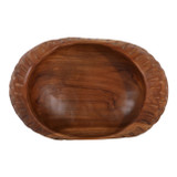 EV23633#Yalan Oval Carved Wood Bowl