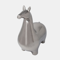 12615-05#Silver Ceramic Llama, 14.5"