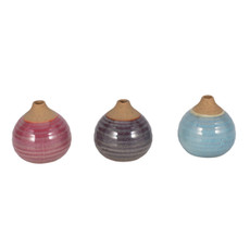 12681#S/3 Glazed Bud Vases, Purple/blue/pink