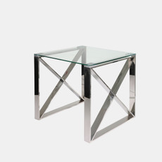 12802-02#Silver Metal/glass Accent Table, Kd