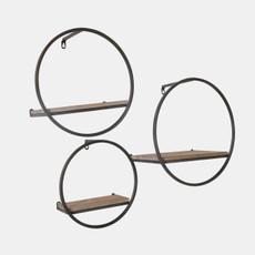 13107-02#S/3 Wood/metal Wall Shelves