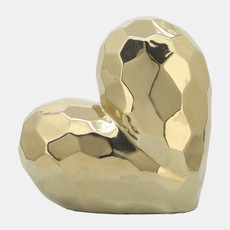 13216-01#Gold Ceramic Heart  11"