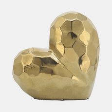 13216-02#Gold Ceramic Heart 8"