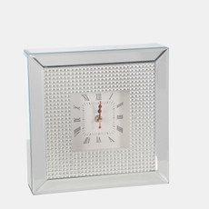 13229-03#Mirrored 10" Table Clock, Silver
