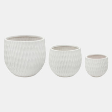 13561-05#Ec, S/3 Ceramic Planters, Matte White