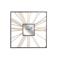 13607#Square Gold Metal Mirror Clock, Wb