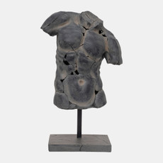 13622-01#Cracked Torso Sculpture, Grey