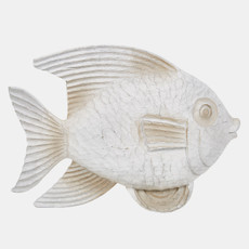 14332-01#Resin 14" Fish Figurine, White Wash