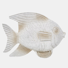 14332-01#Resin 13" Fish Figurine, White Wash