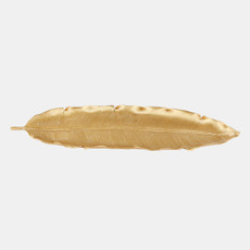 14456-01#Polyresin 20" Banana Leaf Tray, Gold