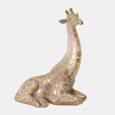 14720-02#Resin 10" Sitting Giraffe , Gold