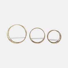 14736#S/3 Metal Round Wall Shelves,white/gold