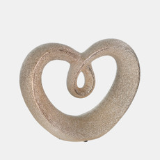 14808-02#Ceramic 8" Beaded Heart Accent, Champange