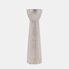 14814-02#Ceramic 14" Bead Candle Holder,silver