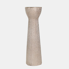 14814-05#Ceramic 14" Bead Candle Holder,champagne