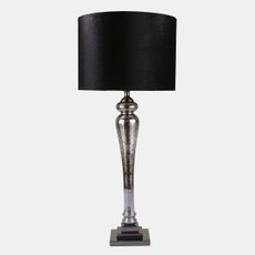 50388#Glass 37" Pillar Table Lamp, Mercury Black
