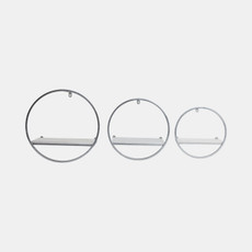 13107-05#S/3 Wood/metal Wall Shelves, White/silver