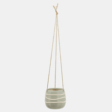 14801-06#Ceramic 6" Hanging Planter, Green