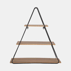 15024#Metal/wood 26" Triangle Wall Shelf, Brown/black