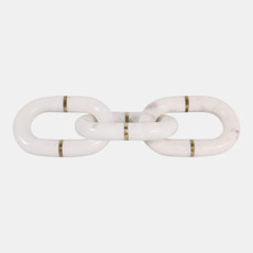15221-02#Marble 14" Chain Decor, White