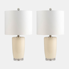 50644-02#S/2 Ceramic 25" Table Lamps, Cream