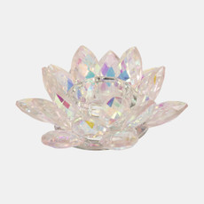 13211-20#Blush Crystal Lotus Votive Holder 6"