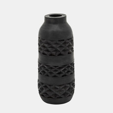 15491-01#Wood 12" Stained Vase, Black