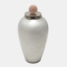15533-02#21" Glass Vase W/ Blush Knob, Silver