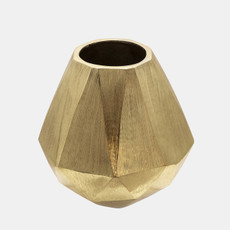 15568-02#8" Geometric Deco Vase, Gold