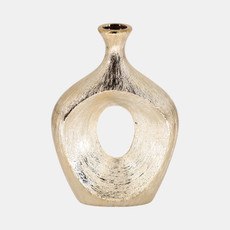 15119-03#13" Scratched Oval Vase Cut-out, Champagne