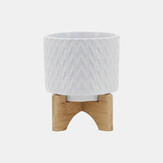 15781-03#5" Chevron Planter W/ Stand, White