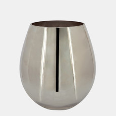 15836-01#Glass 6"h Metallic Vase, Silver