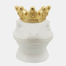 16053-02#Resin 12" Gecko W/ Crown, White