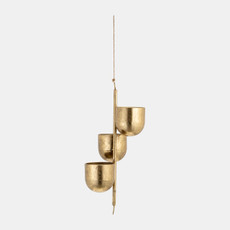 16055-01#Metal 4"  3-hanging Planters, Gold