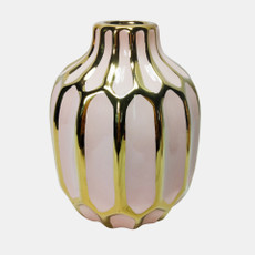 12540-07#Ceramic Vase 8", Blush/gold