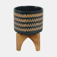 16120-01#5" Zig-zag Planter W/ Stand, Teal