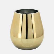 15836-03#Glass 6"h Metallic Vase, Gold