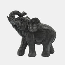 16285-02#Resin 7" Elephant Table Accent, Black