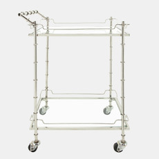 16305-01#Two Tier 30"h Rolling Bar Cart, Silver