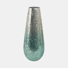 16337-01#18" Crackled Vase, Green Ombre