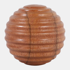 16161-03#4" Wooden Orb W/ Ridges, Natural