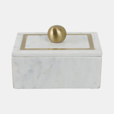 16407-01#Marble, 7x5 Rectangular Box - Knob, White